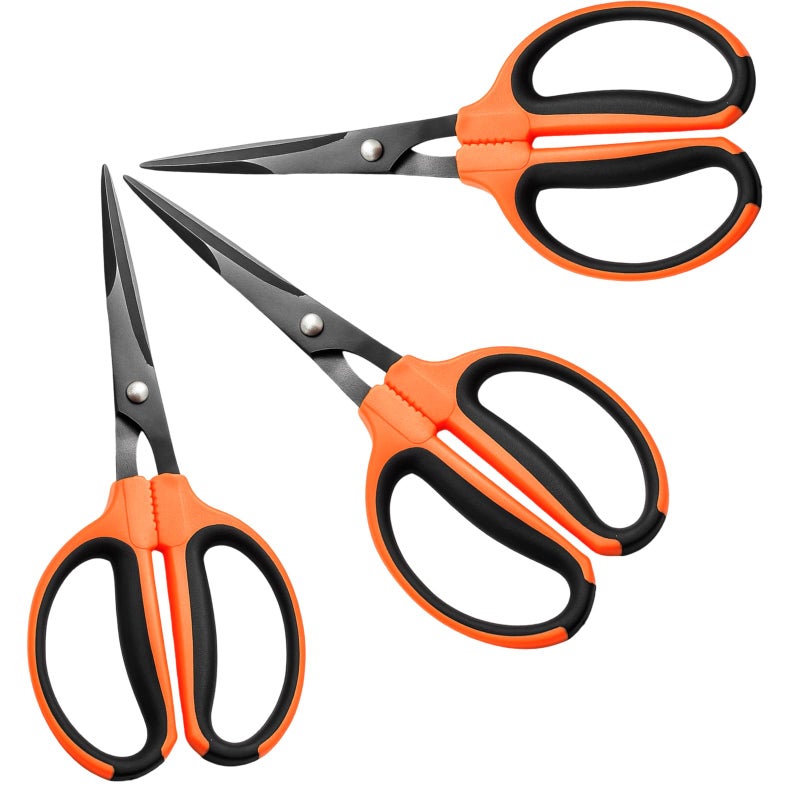 GROWNEER 3 Packs Trimming Scissors Teflon Coated Non Stick Blades Pruning Shears Gardening Hand Pruning Snips with Straight Stainless Steel Precision Blade - Image 1